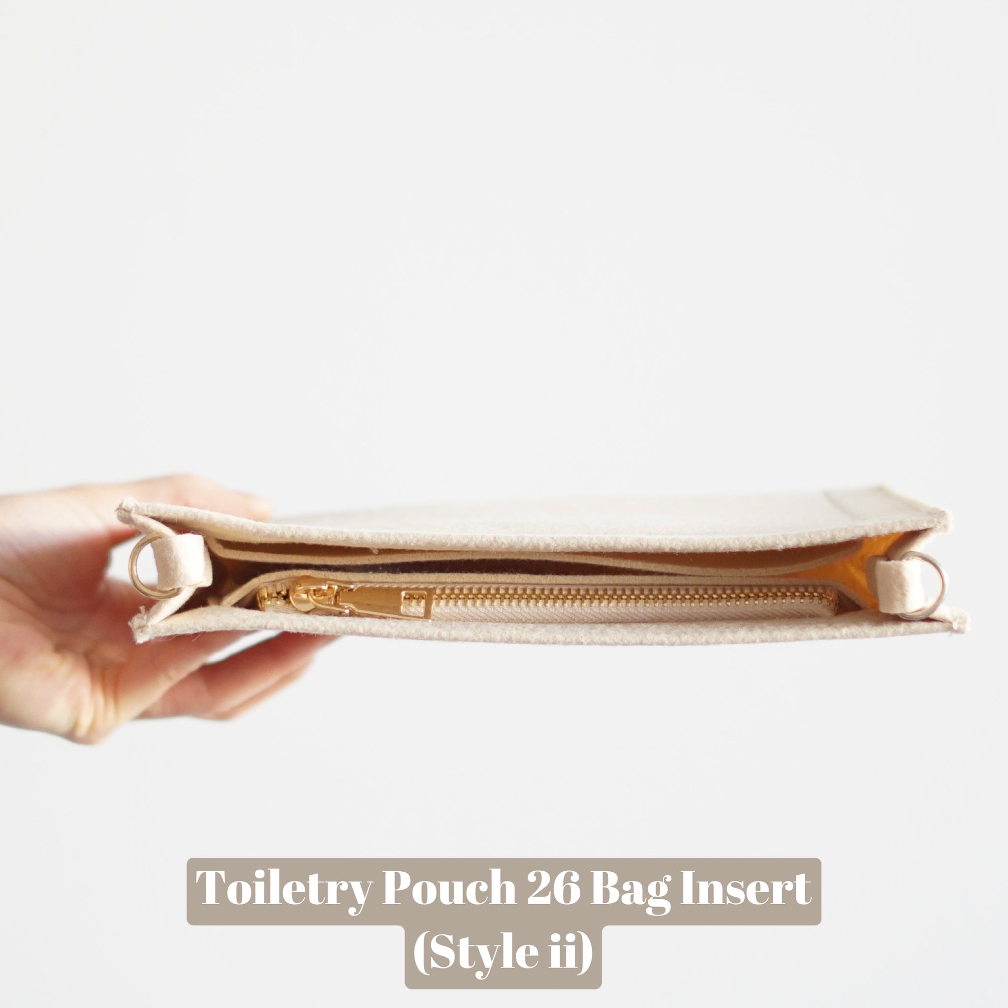  Toiletry pouch 26 Insert with Chain Conversion Kit with Chain  Toiletry Pouch19 Insert with Gold Chain Thick Grommets O Rings Premium Felt  Toiletry Pouch 26 Gold Chain (For Toiletry 26, Beige) 